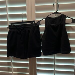 Black Tank Top and Shorts Set